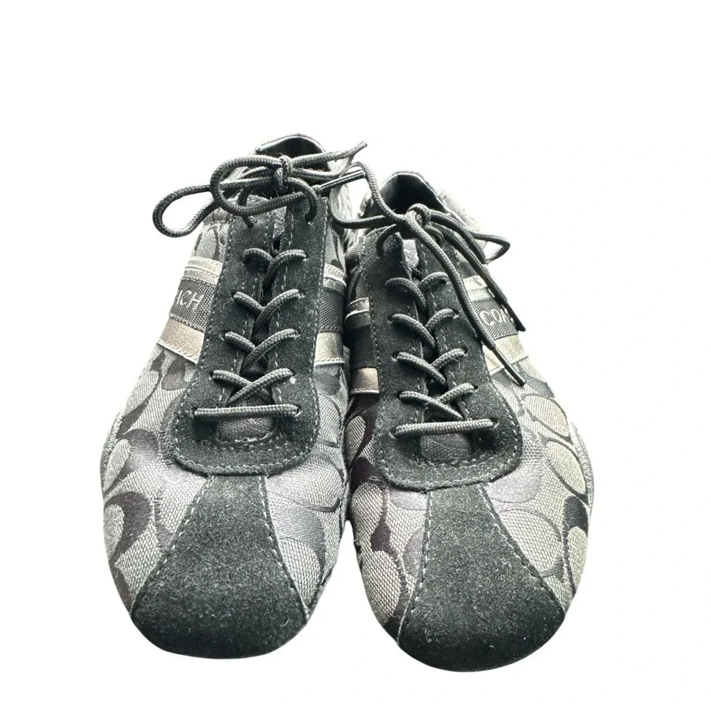 Coach Shoes Womens 8.5 M Jayme Signature‎ Casual Sneakers Black Suede Leather